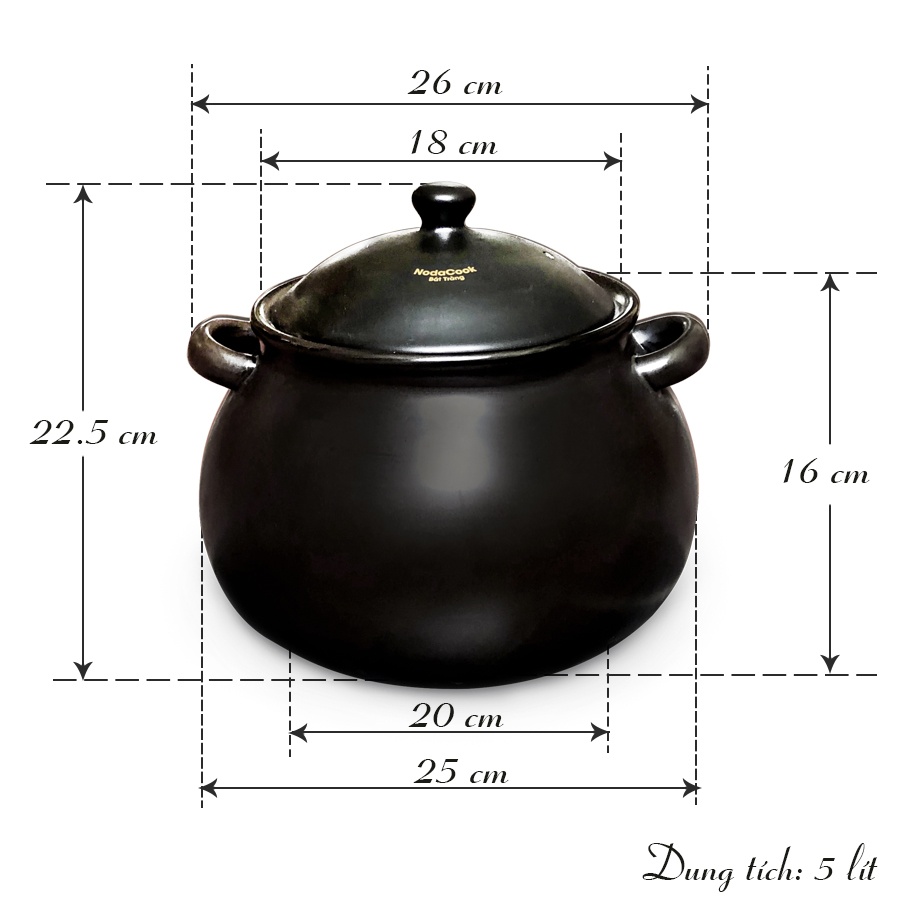 Clay cooking pot hand made NodaCook capacity 5 liter