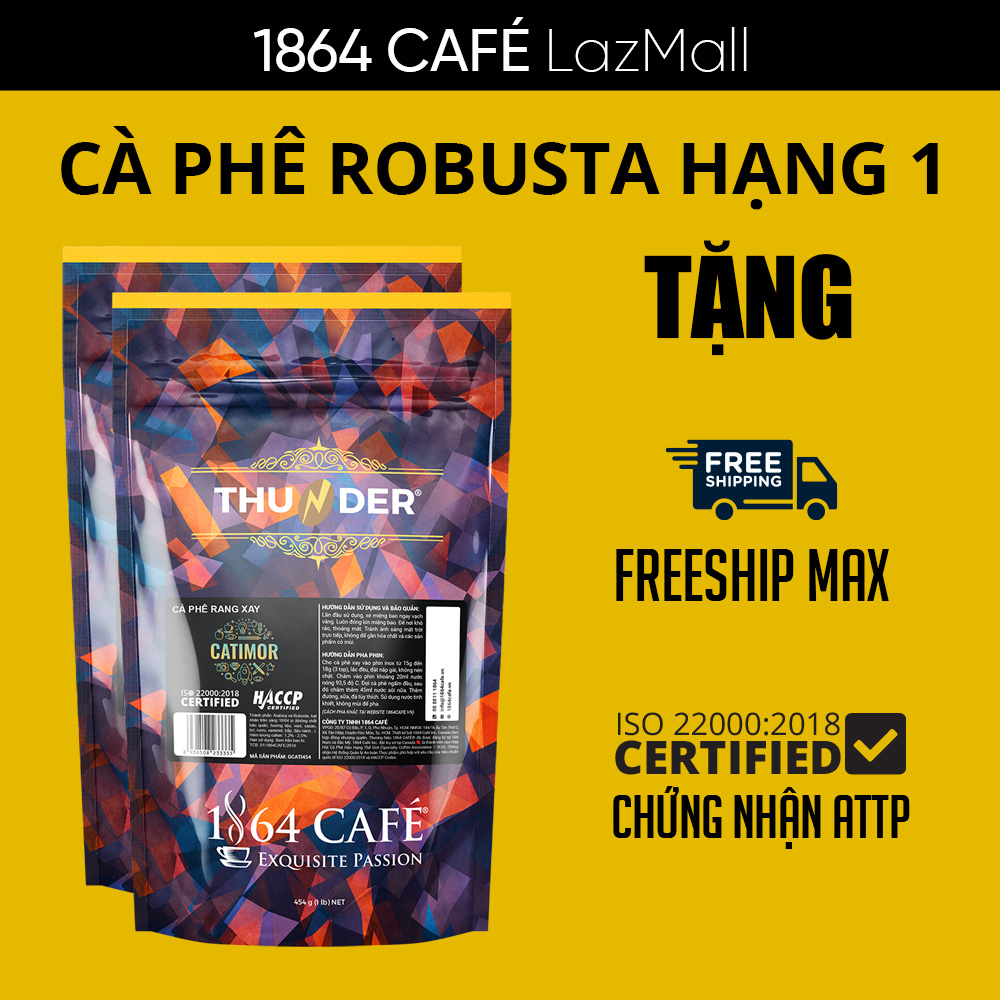 908g Cà Phê Bột Catimor Tinh Khiết Pha Phin Gu Việt (454g x 02 bao) – 1864 CAFÉ®