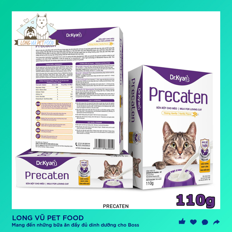 Sữa Bột Dinh Dưỡng Cho Mèo Precaten Dr.Kyan Hộp 110g - Long Vũ Pet Food