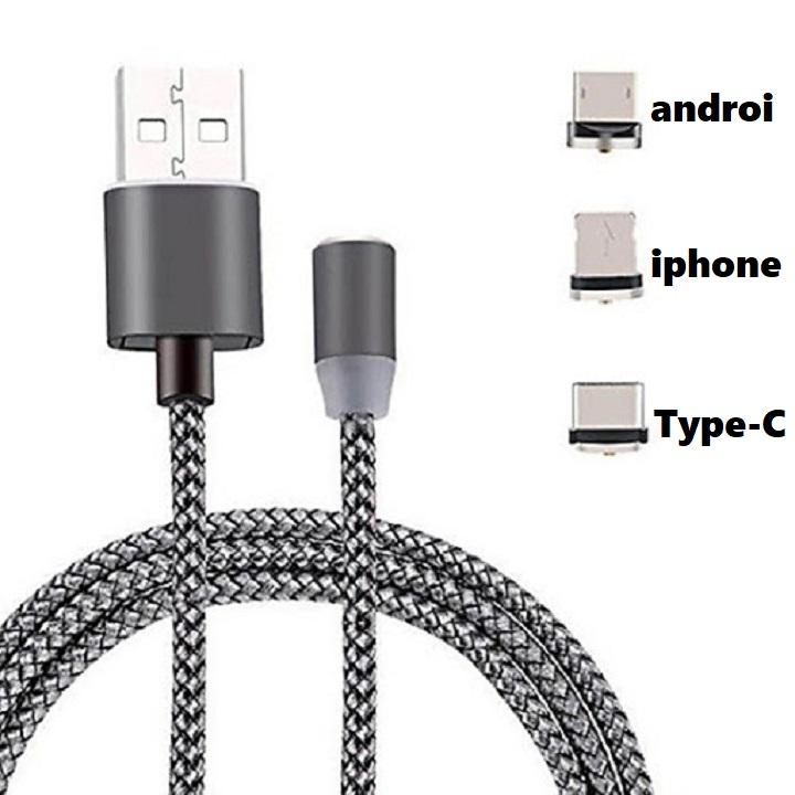 Dây Sạc Nam Châm Kèm 3 Chân sạc IPHONE/ANDROID/Type-C