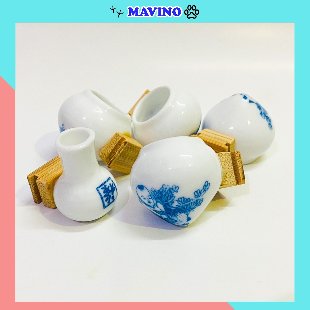 [Hoàn Tiền 10%] Cóng chim khuyên chất liệu gốm sứ cao cấp họa tiết siêu đẹp (Đủ bộ) - Combo 5 cóng sứ khuyên