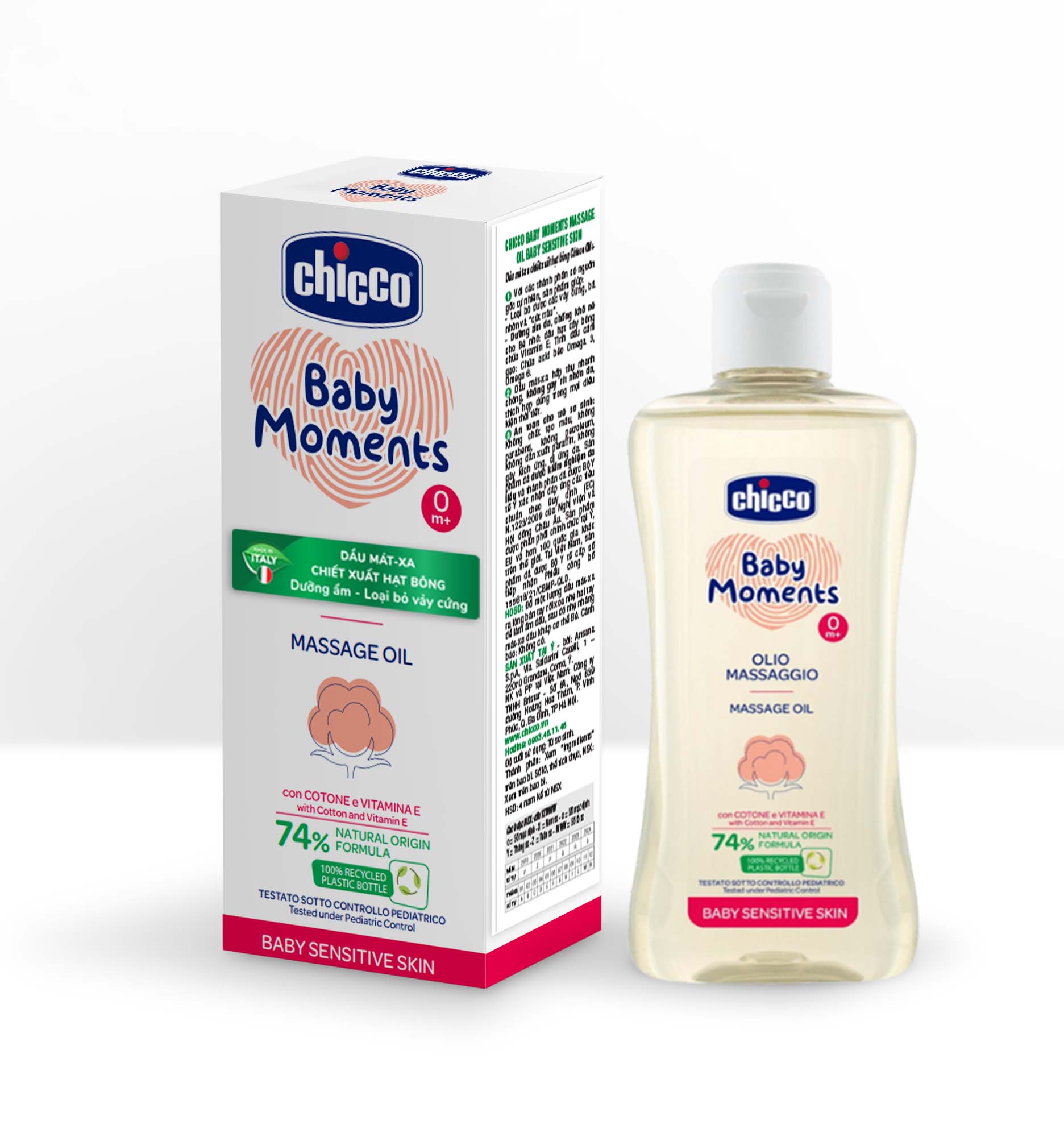Dầu mát-xa chiết xuất Hạt bông Chicco 0M+ 200ml