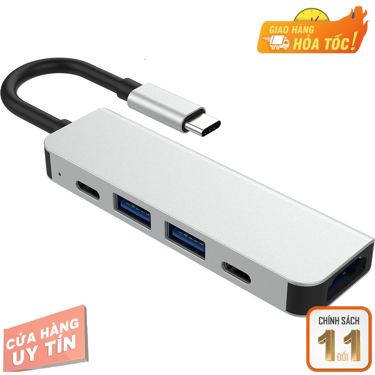 Hub USB Type-C 5 Cổng HDMI 4K 60Hz/ USB 3.0/ Type-C/ PD - 5in1-3