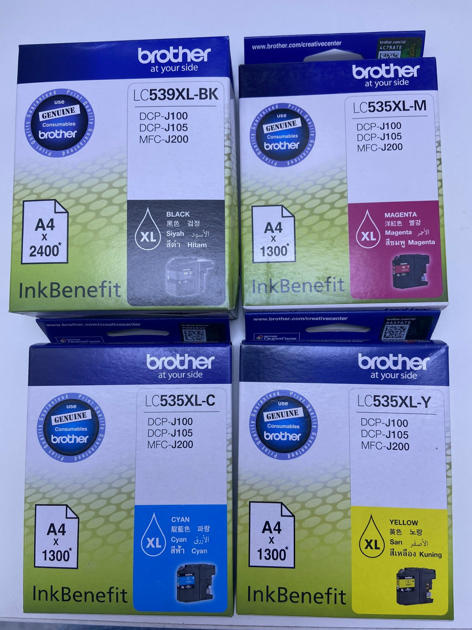 Combo 4 hộp Mực in Brother LC535XL-C Y M - LC539XL-BK