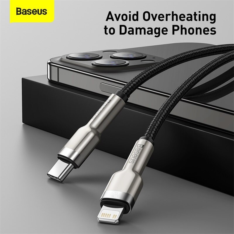 [ PD 20W 1M ] Cáp Sạc Nhanh PD Type C to Lightning Baseus Metal PD (20W C to iPhone Cable) 1m