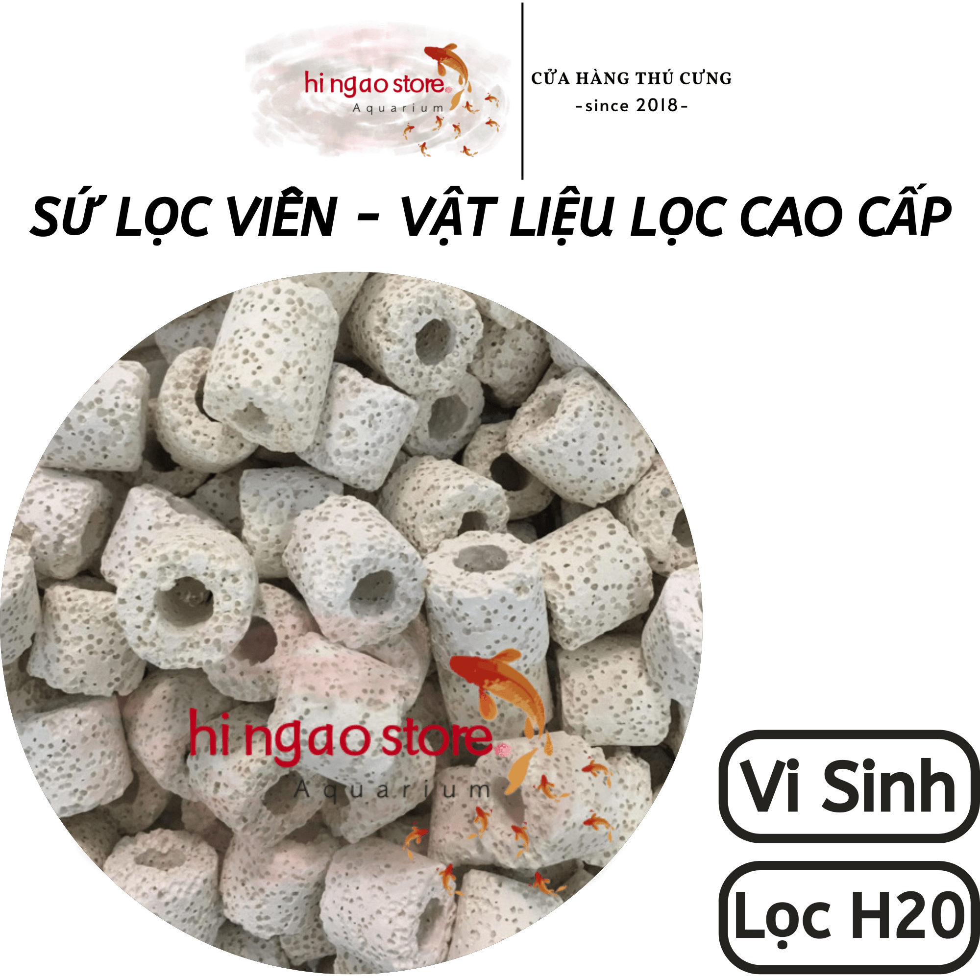 500g Sứ lọc viên trắng tạo vi sinh - Vật liệu lọc cao cấp | Hingaostore.
