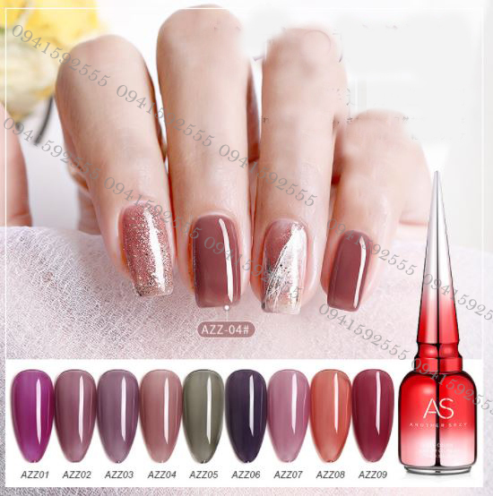 SET Sơn gel AS mã AZZ mẫu chai đỏ nhọn 9 chai 15ml siêu HOT siêu xịn