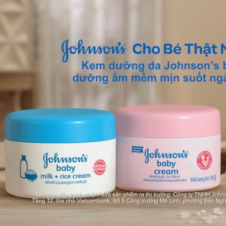 Kem dưỡng ẩm Johnson's Baby sữa gạo dưỡng da mịn màng cho bé [50g]
