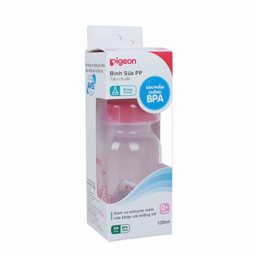 [HCM]Núm vú bình sữa Pigeon PP cổ hẹp 120ml(viền màu)