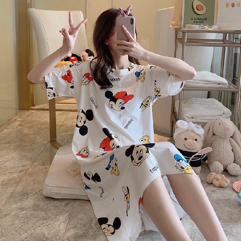 Váy suông chất cotton hoạ tiết dễ thương