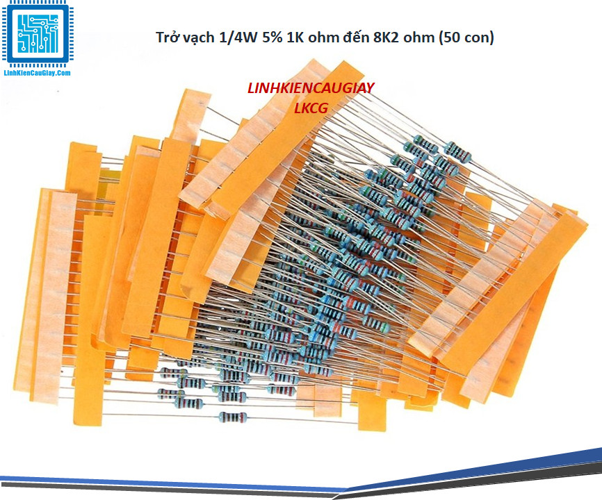 Trở vạch 1/4w 5% 1k ohm đến 8k2 ohm