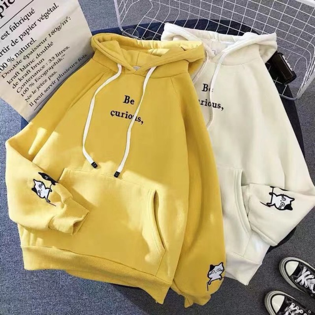 Áo hoodie mèo be in tay , Áo thun nam nữ, quần kaki, quần nữ, sét bộ mặc ở nhà, áo thun tay dài, quần jean ống rộng - FANI
