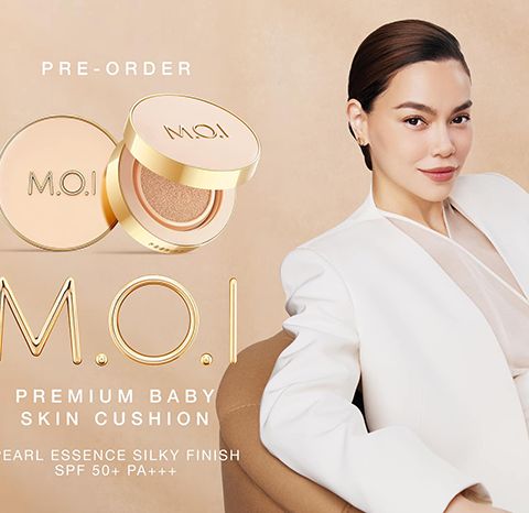 Phấn Nước M.O.I Premium Baby Skin Cushion Pearl Essence Silky Finish SPF50+ PA+++ - hồ ngọc hà