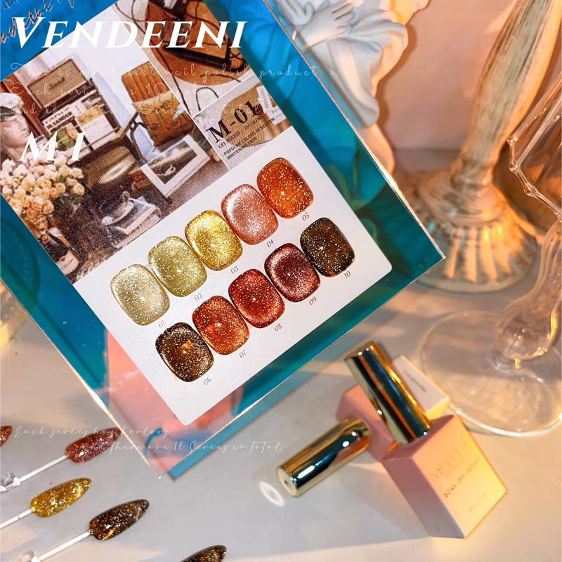 SET SƠN MẮT MÈO HỔ PHÁCH VENDEENI M1 10CHAI (tặng kèm bảng màu)