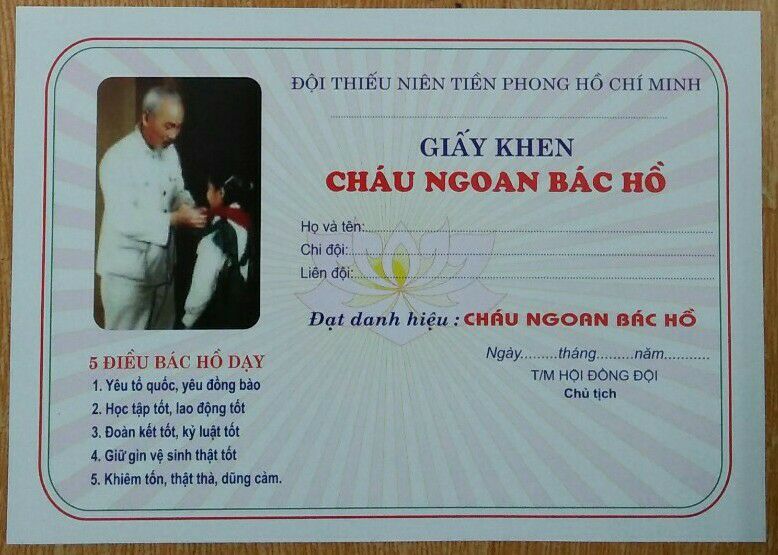 Giấy khen cháu ngoan bác hồ (100 tờ)