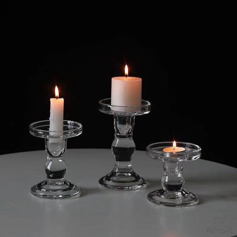 Ly Đựng Nến Thủy Tinh. Chân Nến Ly Cao 8.5cm Trang Trí Sang Trọng (Nhiều Kích Thước)
