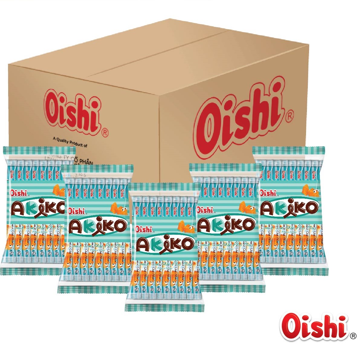 Combo 10 gói Oishi Snack Que Nhân Phô Mai Akiko (160g/gói)