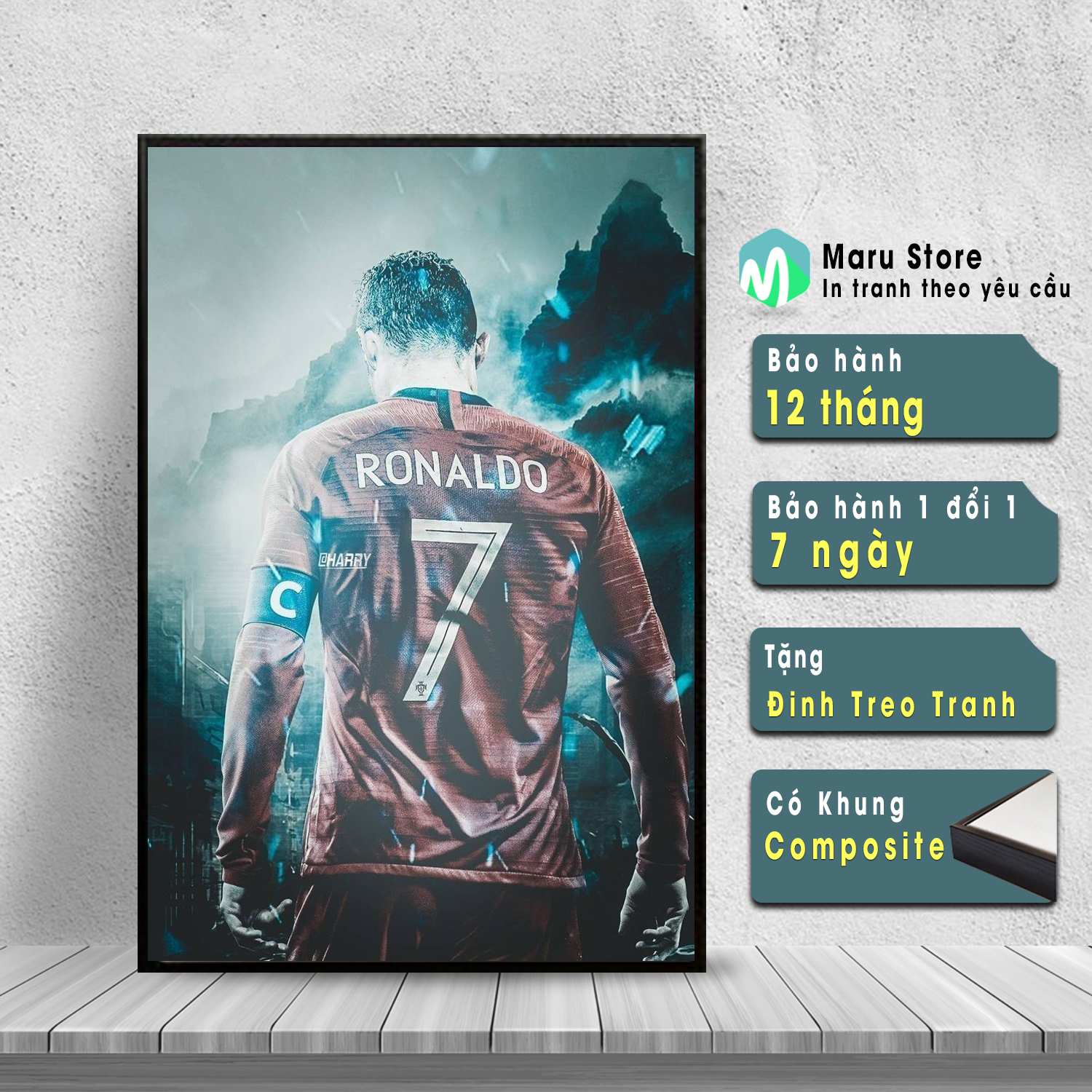 Tranh Ronaldo Treo Tường Tranh Canvas Có Khung