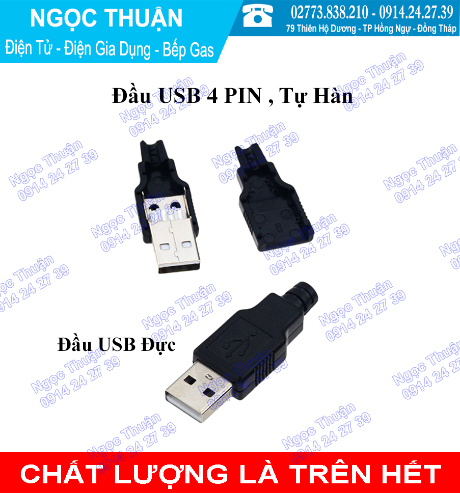 Cặp đầu USB ( Đực - Cái , Tự hàn )