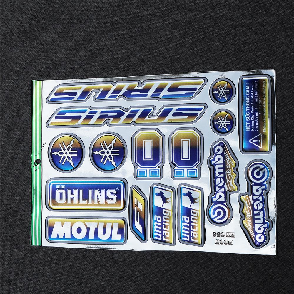 BỘ TEM LOGO, TEM NỔI LOGO DÁN XE MÁY SIRIUS MẪU MỚI SIÊU ĐẸP ( MÀU TITAN )