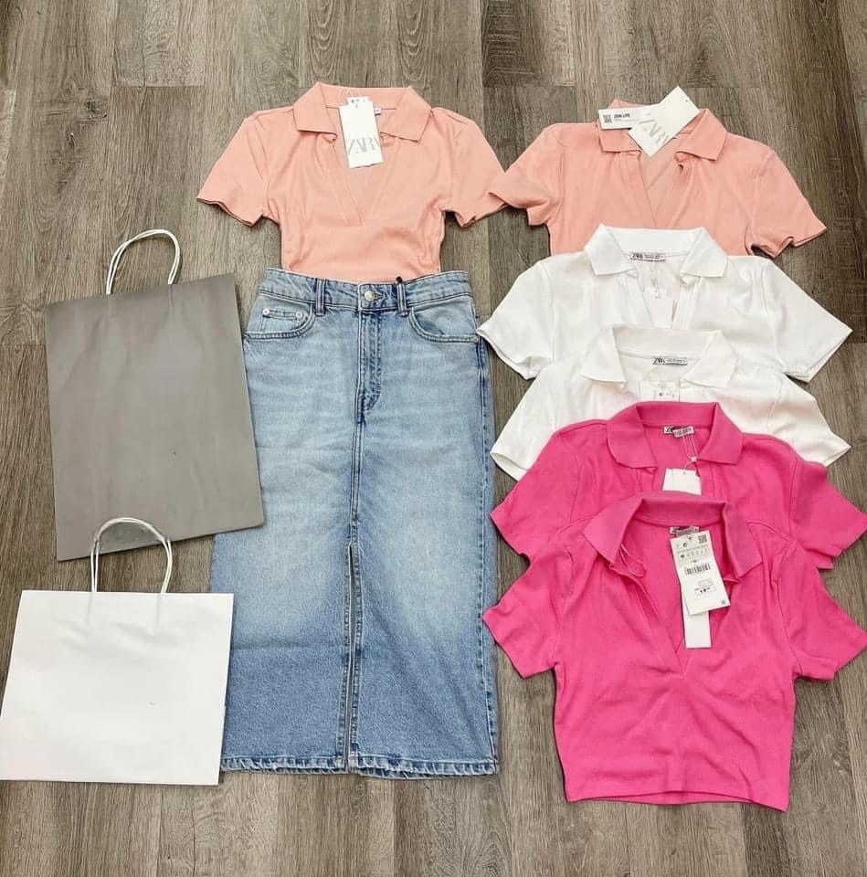 Áo polo croptop Zara