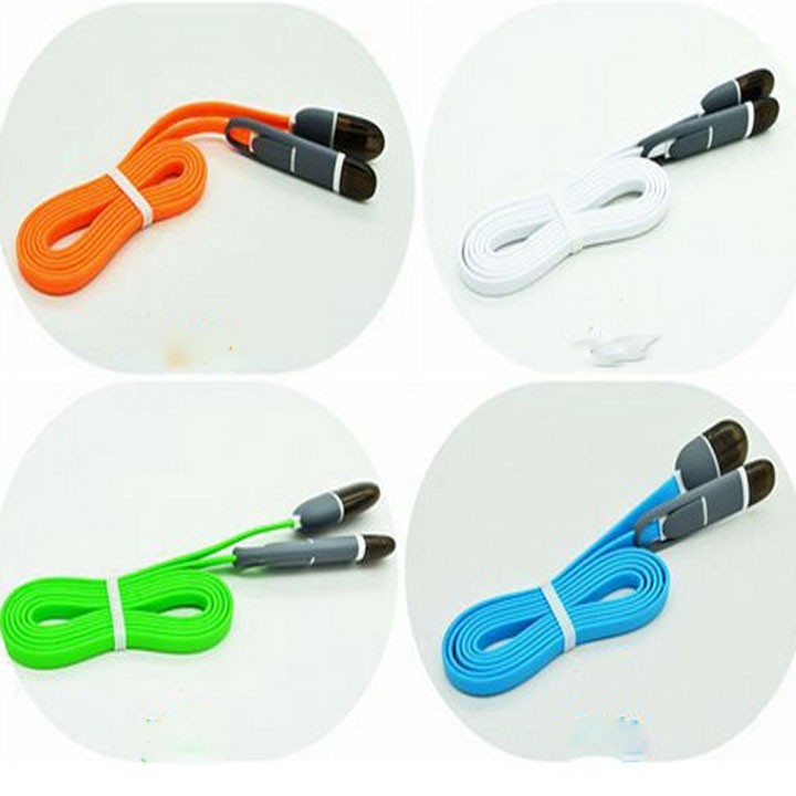 Cáp sạc đa năng 2 đầu chuẩn USB, lightning cho Iphone và Samsung