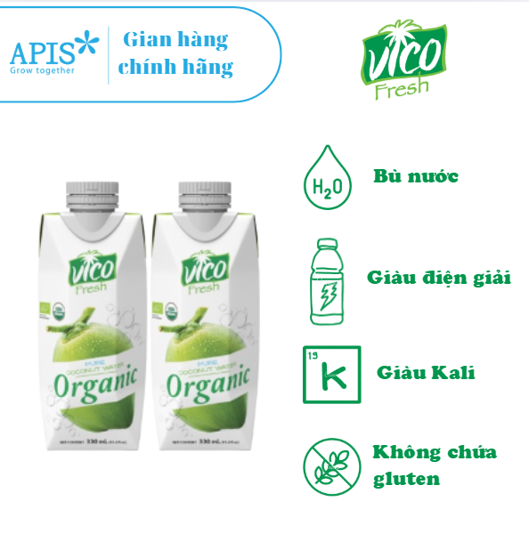 COMBO 2 HỘP NƯỚC DỪA ORGANIC VICO FRESH 330ML