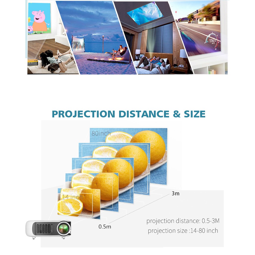 Máy Chiếu Mini 4k A2000 1920x1080 Android IOS Máy Chiếu Mini HD