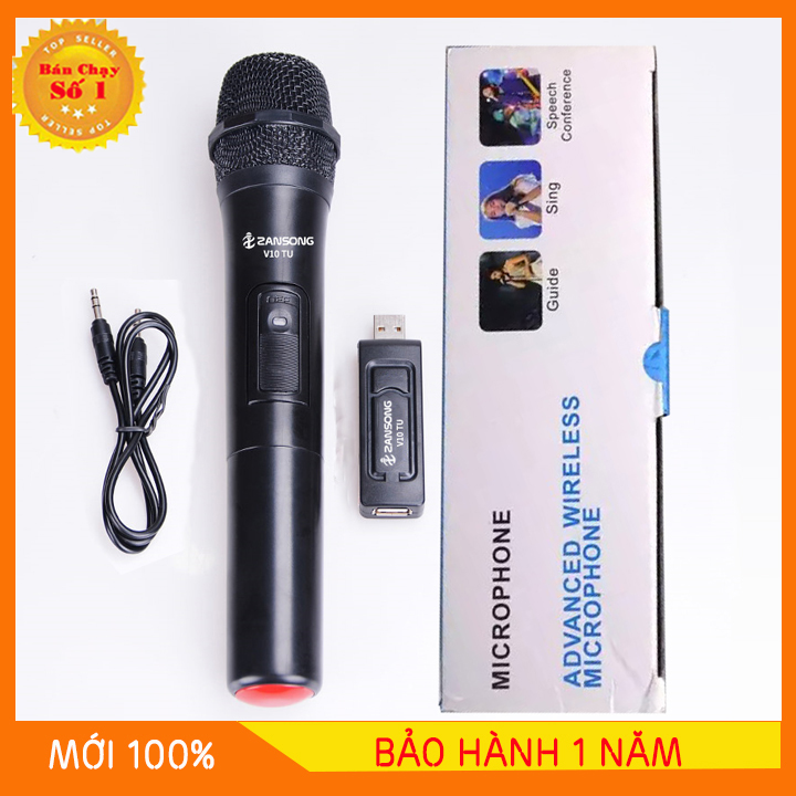 [Voucher 7% Max 800K] Micro karaoke không dây giá rẻ V10 - chống hú, khử ồn - mic khong day - mic karaoke - mic hát karaoke không dây - mic karaoke chuyên nghiệp