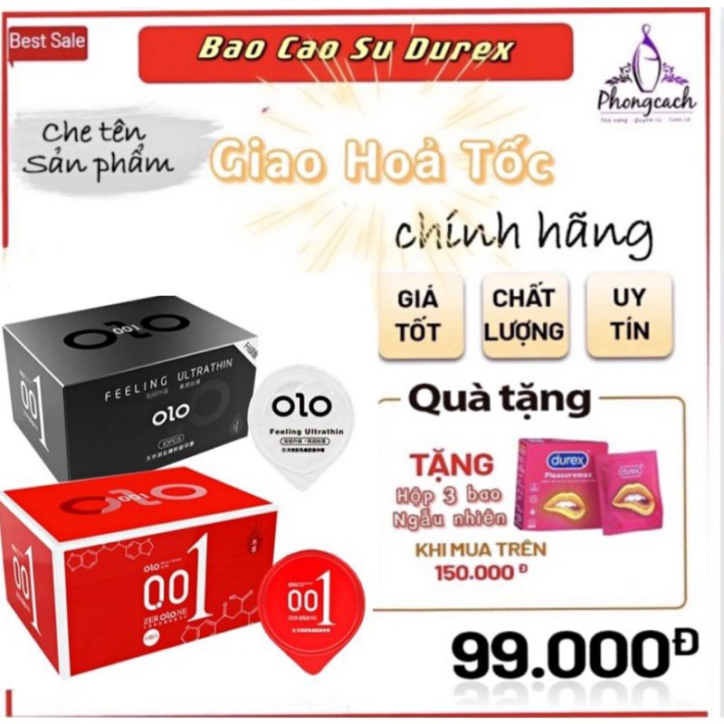 Bao Cao Su Siêu Mỏng OLO 001 Feeling Ultrathin Đen 10 BCS