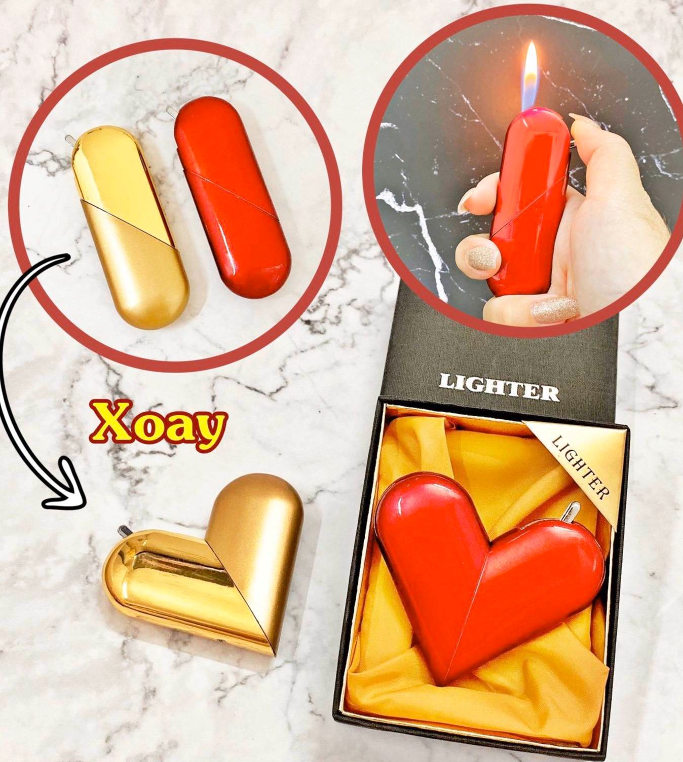 [HCM]Hột Quẹt Bật Lửa Hình Trái Tim Siêu Đáng Yêu (Hàng Mới Về)