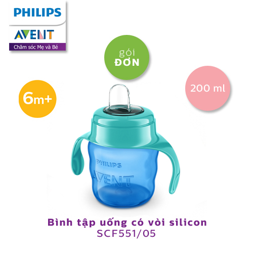 [HCM]Bình tập uống Philips Avent 6M+ SCF551 200ml (xanh)