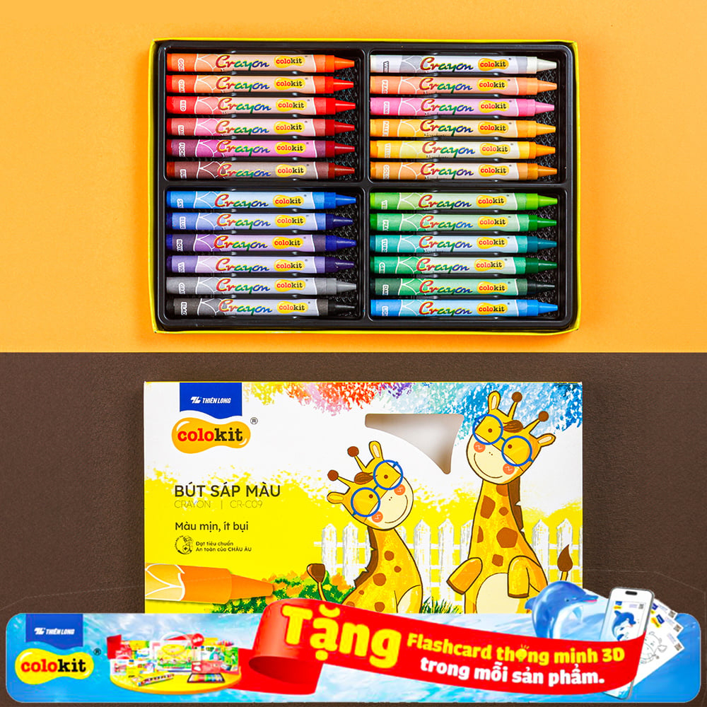 (1 Hộp) Bút sáp 24 màu Colokit Thiên Long CR-C09