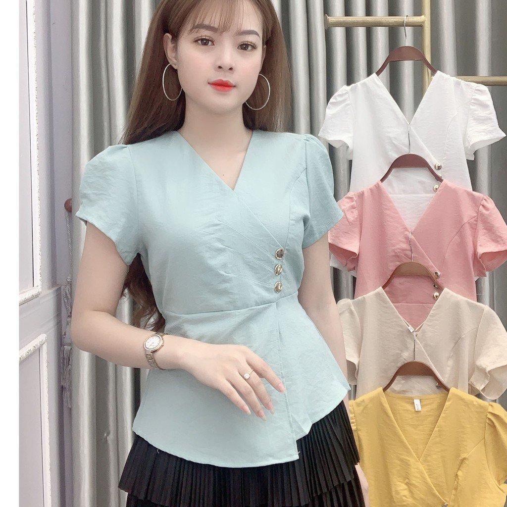 [HCM]ÁO ĐŨI CỔ TIM PHỐI NÚT SÀNH ĐIỆU_[Giá gốc tận xưởng]