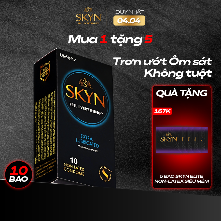 Bao cao su gai trơn Skyn Intense Feeling - Non-latex không mùi cao su - Hộp 10 bao