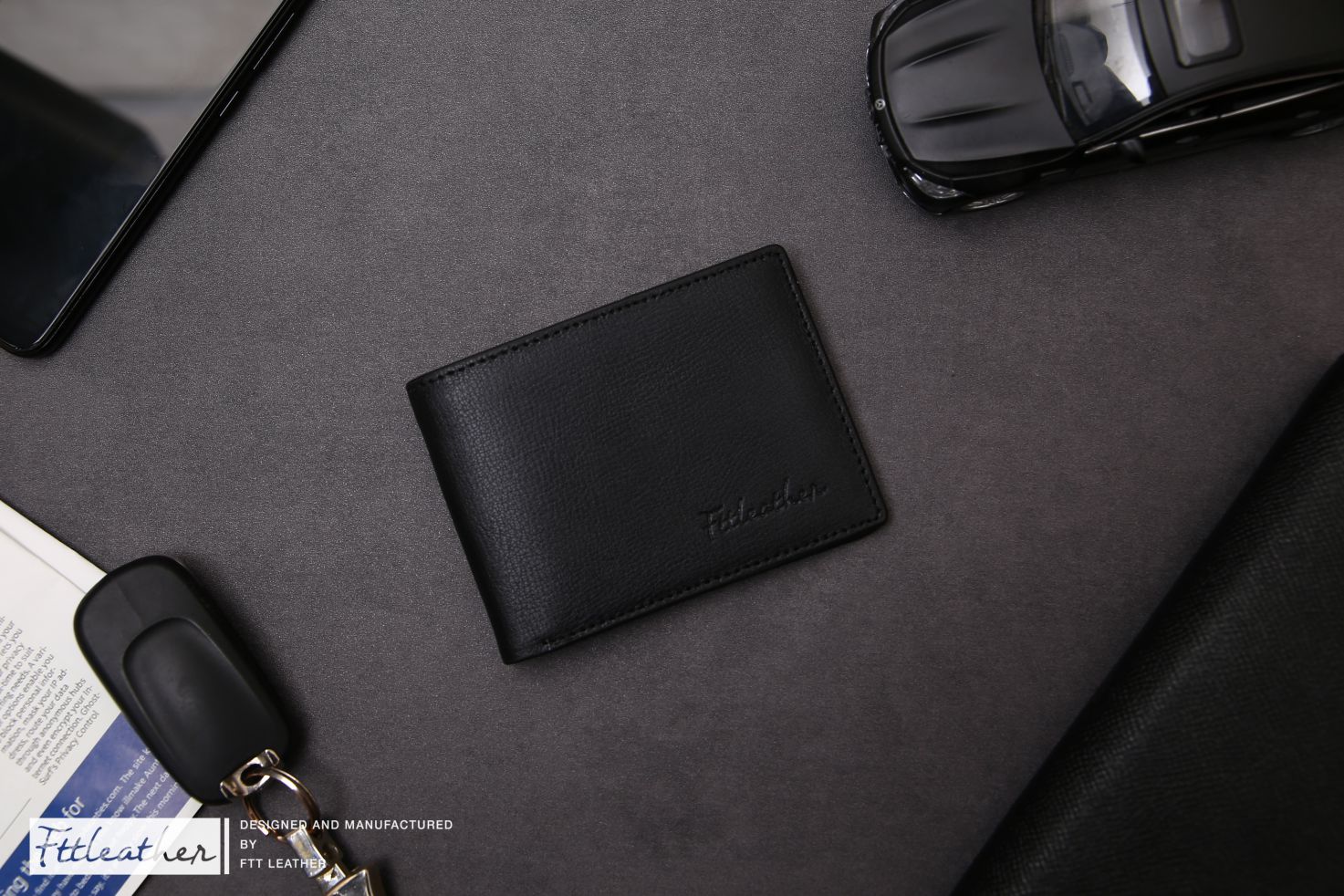 Ví da nam - bóp da nam mini FTT LEATHER da bò thật 100%