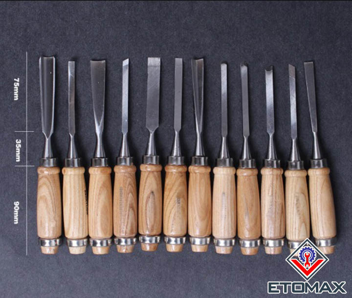 Bộ 12 cây đục, tiện gỗ bản to v3
