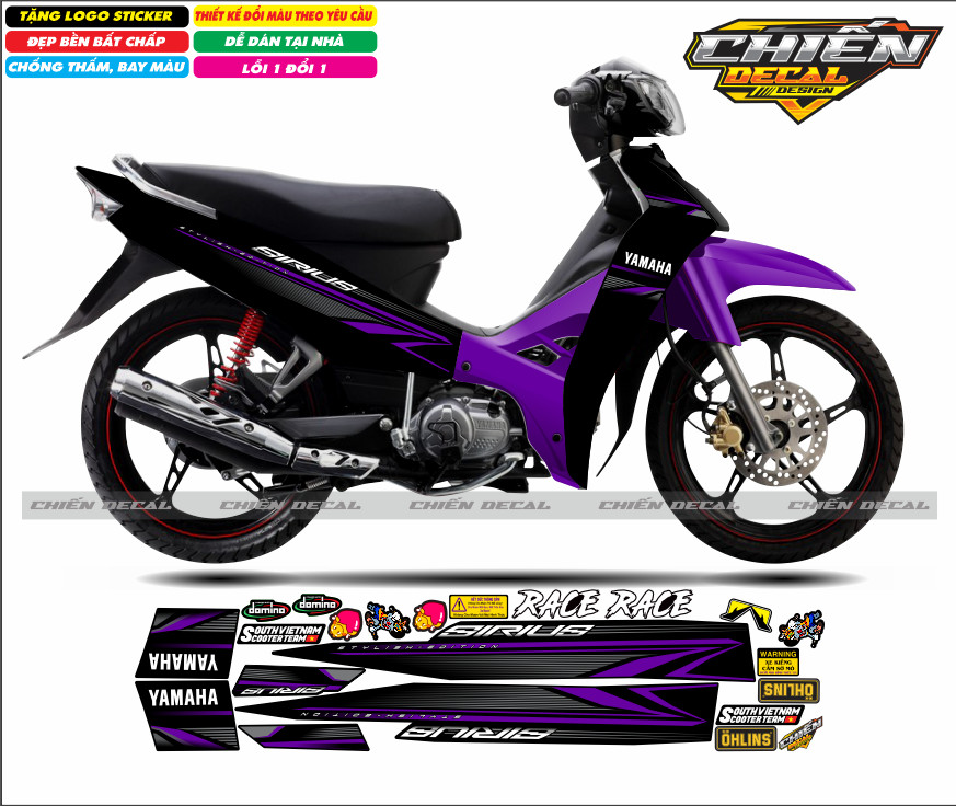 Tem rời xe sirius RC 100cc - 50cc mẫu zin nhiều màu lựa chọn