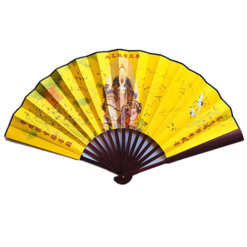 Quạt lụa Thái Ất Chân Nhân lụa phiến tặng kèm kệ gỗ