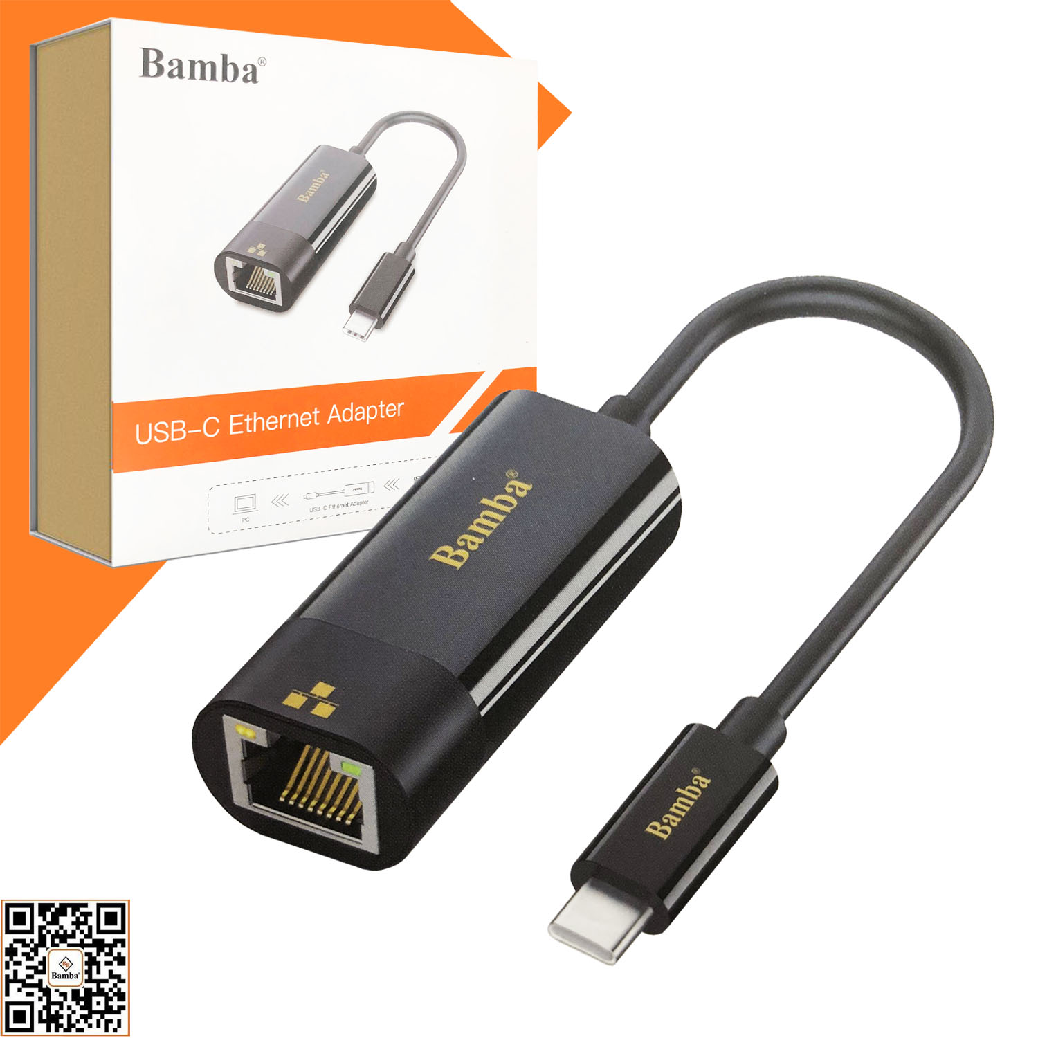 Cáp chuyển usb type-c to lan bamba - adapter chuyển đổi usb type-c ra cổng mạng lan rj45 bamba