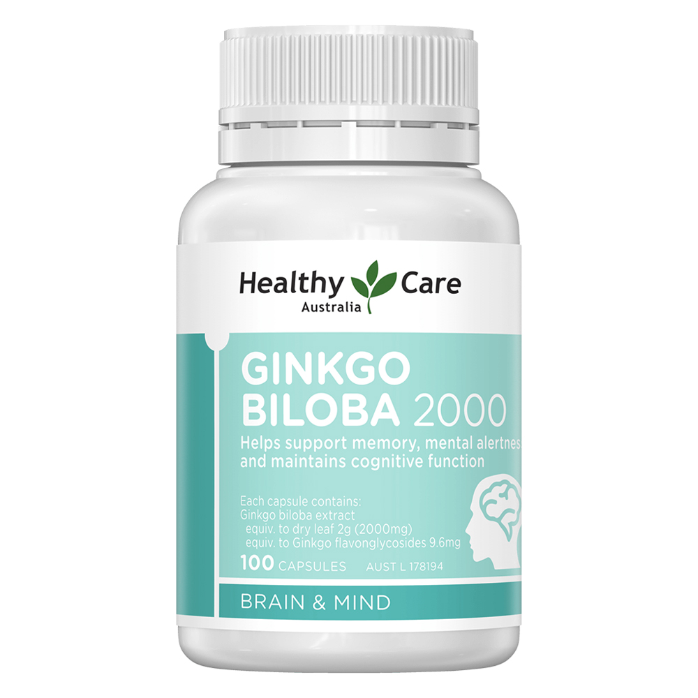 Viên uống ginkgo biloba healthy care úc 2000mg, 100 viên