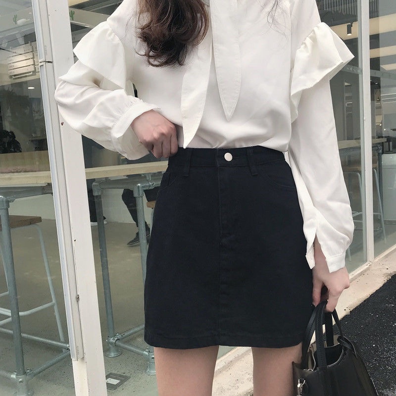 Chân Váy Kaki Jeans Nữ Dáng Chữ A Basic Kiểu Dáng Đơn Giản Phối Đồ Dễ Dàng