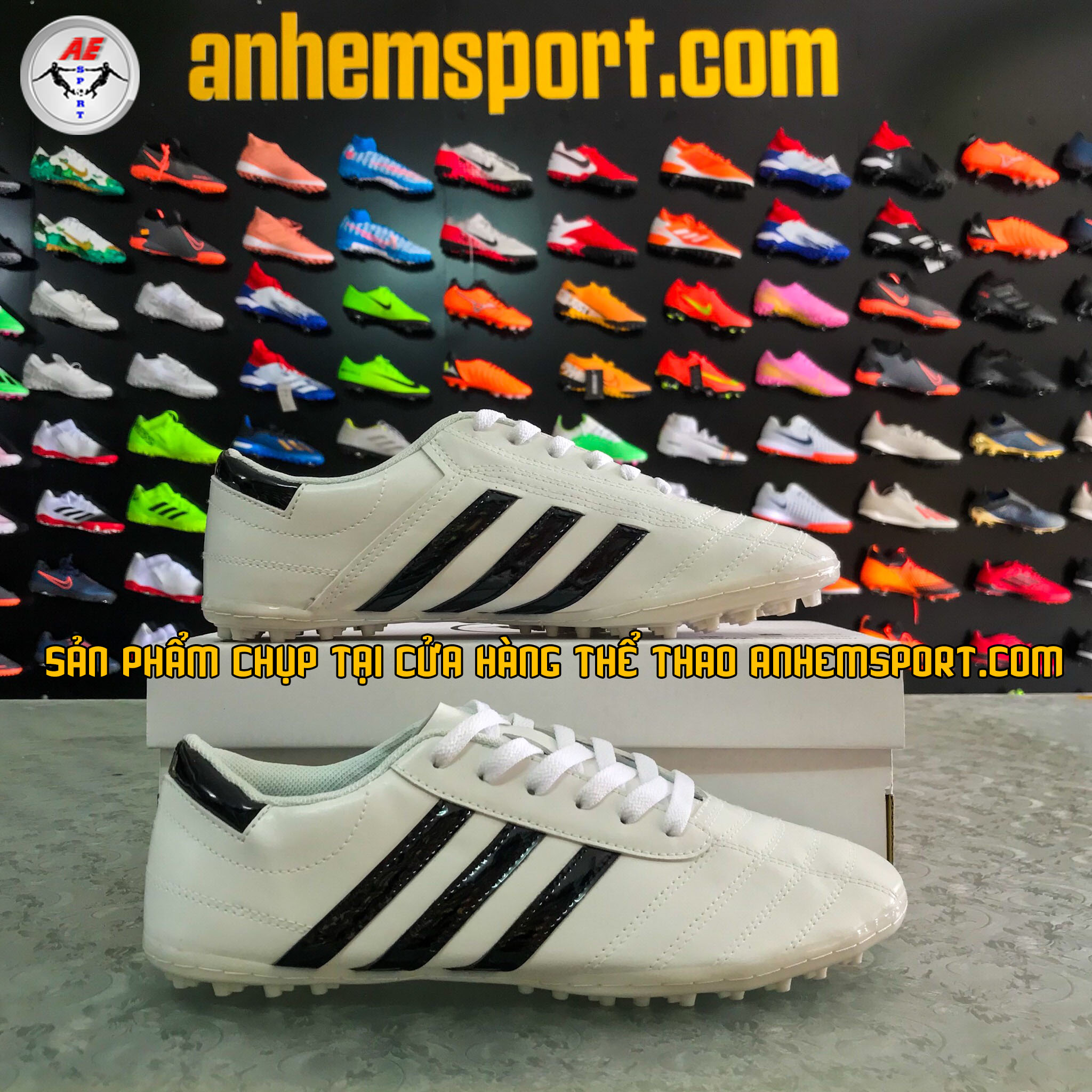 GIÀY PHỦI 3 SỌC - TRẮNG SỌC ĐEN