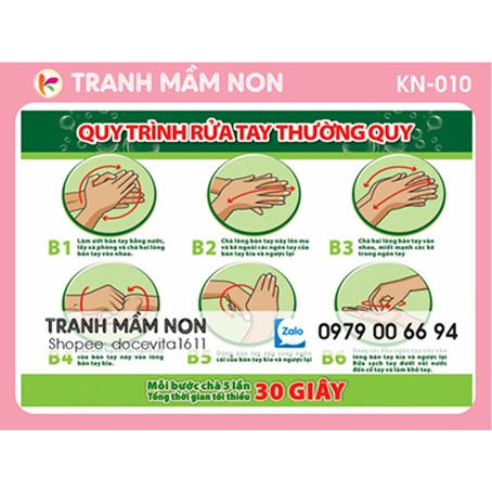 Decal mầm non - quy trình rửa tay thường quy kn-010