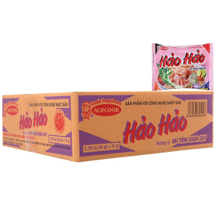 Thùng mì HẢO HẢO tôm chua cay 30 gói