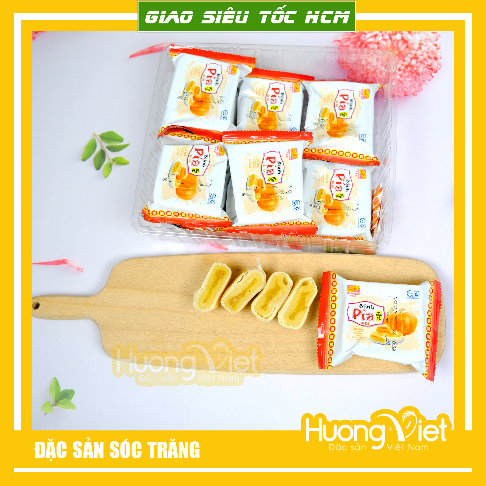 Bánh pía kim sa bí đỏ tan chảy Tân Huê Viên 12 bánh bánh pía kim sa Tân Huê Viên bánh pía chay Sóc Trăng