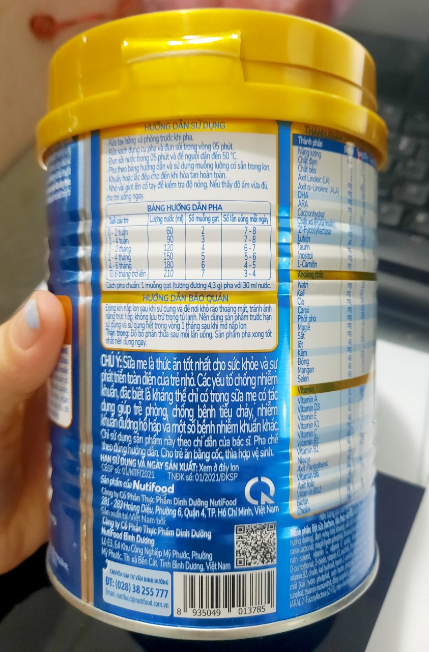 Sữa bột Nuti IQ gold số 1 - 400g móp nhẹ