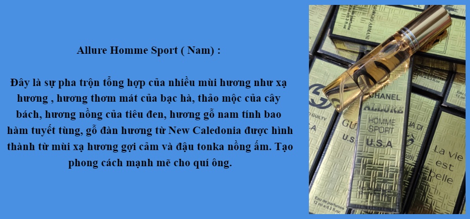 NƯỚC HOA CHIẾT USA 12ml ( Có Dạng Lăn và Xịt )