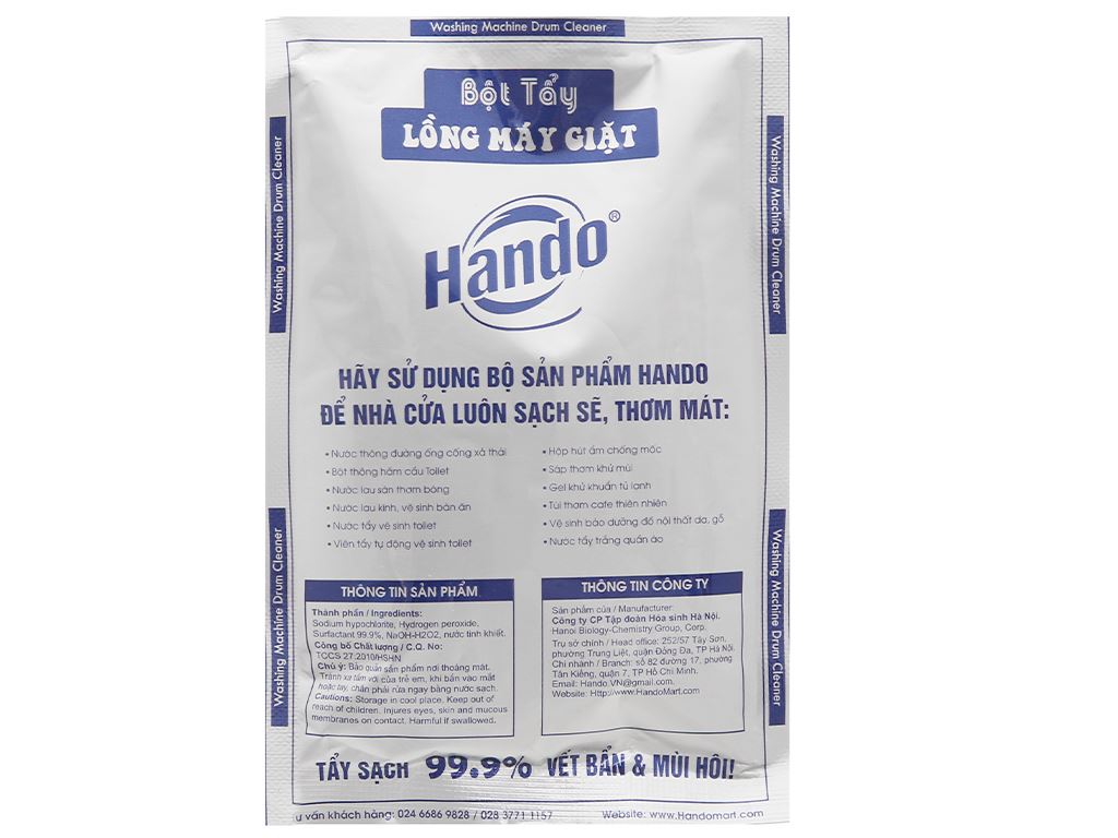 Bột vệ sinh tẩy lồng máy giặt Hando (2 gói/hộp) PNS25