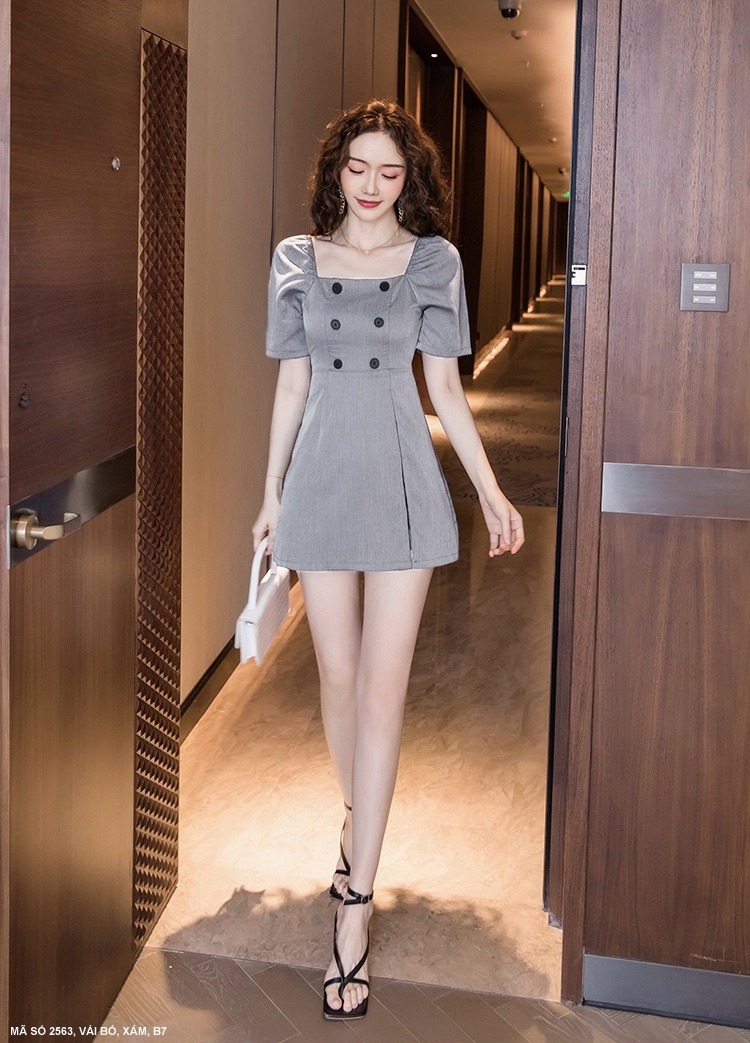 MYDU SHOP - MS 2563 | Set Bộ Cổ Vuông 6 Nút Trước Ngực – Trẻ Trung & Cá Tính Nhẹ Nhàng